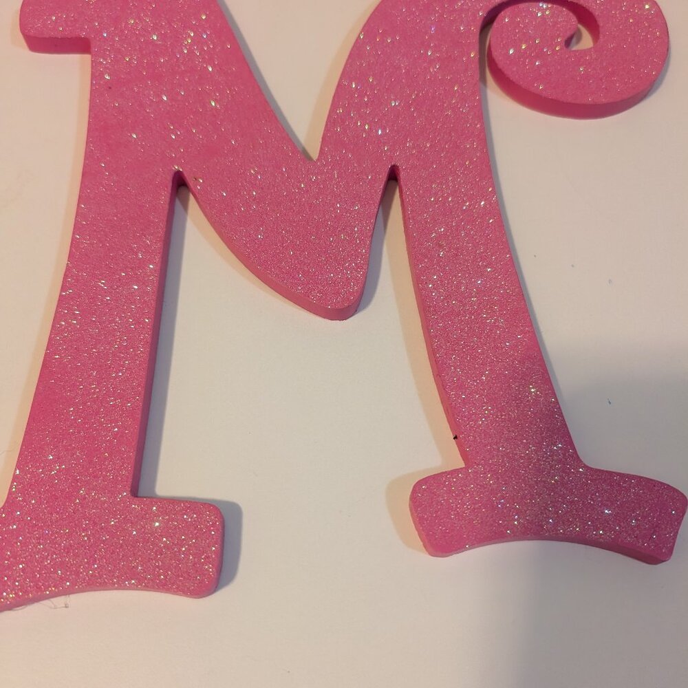 Pink Glitter Wooden Letters Wall Art